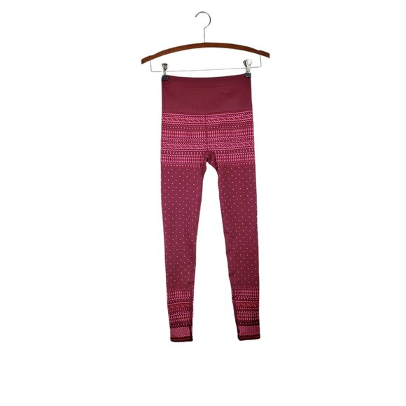 Fabletics Holly Seamless Fair Isle Leggings Cranberry Red High Waisted Size XS - Picture 1 of 6
